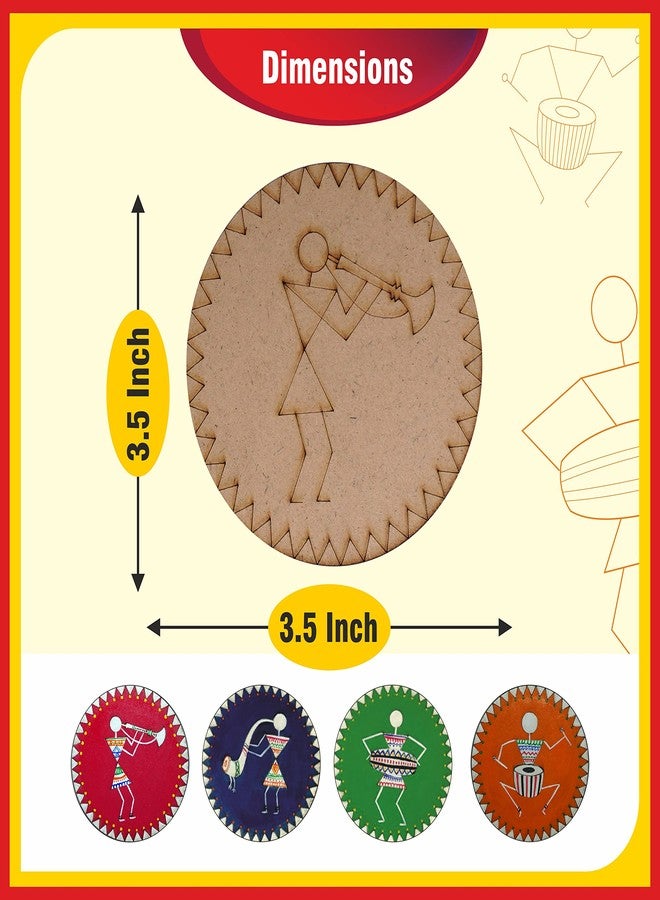 SOLOBOLO Warli Art Painting Kit|Decorative Fridge Magnets For Kitchen|Warli Art&Craft Kit|Gifts For Girls Age 10-12|4 Pre Marked Diy Painting Kit Fridge Magnets|Big Size Fridge Magnet-3.5 In Dia - Image 5